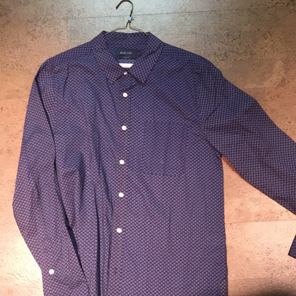 Blue button down shirt (patterned) - Picture 2 of 2